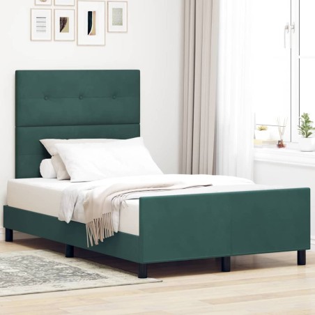 Struttura del letto vidaXL in verde scuro, 120x190 cm, realizzata in velluto