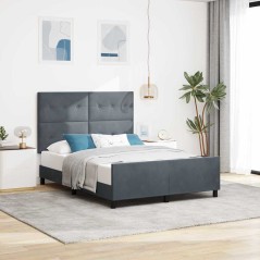 Letto in Velluto Grigio Scuro vidaXL 140x190 cm
