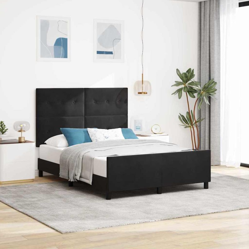vidaXL Letto Nero 140x200 cm in Velluto