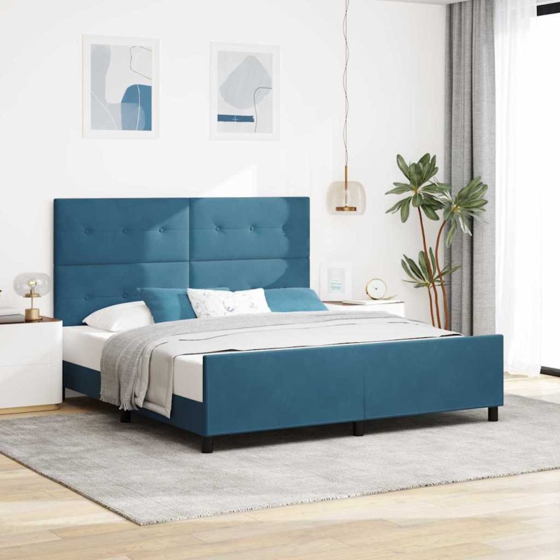 vidaXL Struttura del Letto Blu Scuro 180x200 cm in Velluto vidaXL Struttura del Letto Blu Scuro 180x200 cm in Velluto
