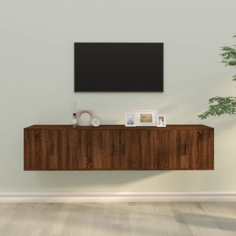 Set Mobili Porta TV 3 pz Rovere Marrone in Legno Multistrato Set Mobili Porta TV 3 pz Rovere Marrone in Legno Multistrato