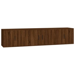 Set Mobili Porta TV 3 pz Rovere Marrone in Legno Multistrato