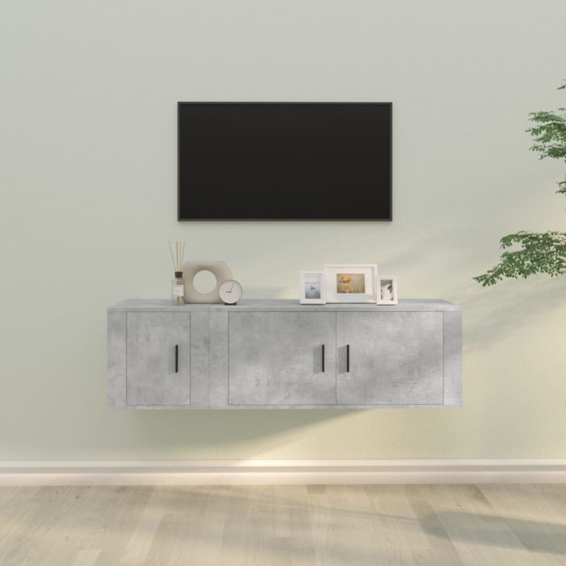 Set di Mobili Porta TV 2 pz Grigio Cemento in Legno Multistrato Set di Mobili Porta TV 2 pz Grigio Cemento in Legno Multistrato