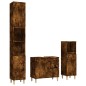 Set Mobili da Bagno 3 pz Rovere Fumo in Legno Multistrato Set Mobili da Bagno 3 pz Rovere Fumo in Legno Multistrato