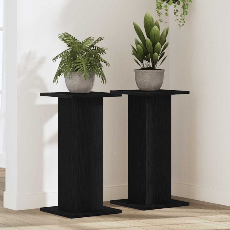 vidaXL Supporti per Altoparlanti - 2 pezzi, Rovere Nero, 30 x 30 x 60 cm, in Legno Ingegnerizzato.