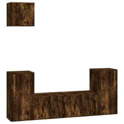 Set di Mobili Porta TV 5 pz Rovere Fumo in Legno Multistrato