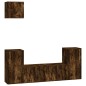 Set di Mobili Porta TV 5 pz Rovere Fumo in Legno Multistrato Set di Mobili Porta TV 5 pz Rovere Fumo in Legno Multistrato
