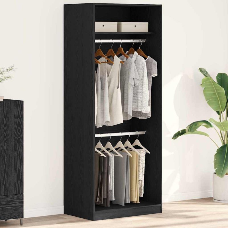 vidaXL Armadio in rovere nero - 80 x 50 x 200 cm, fatto in legno ingegnerizzato vidaXL Armadio in rovere nero - 80 x 50 x 200 cm, fatto in legno ingegnerizzato