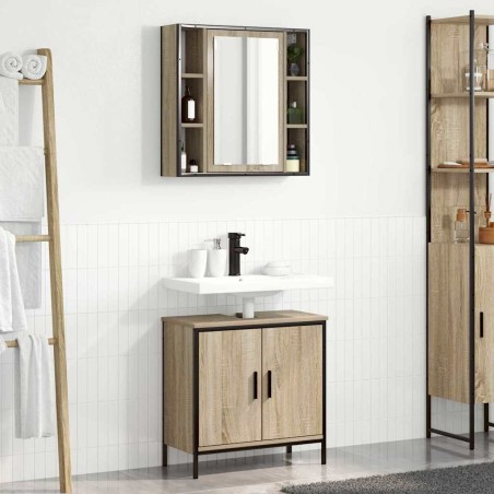 vidaXL Set di Mobili da Bagno 2 Pezzi Rovere ingegnerizzato