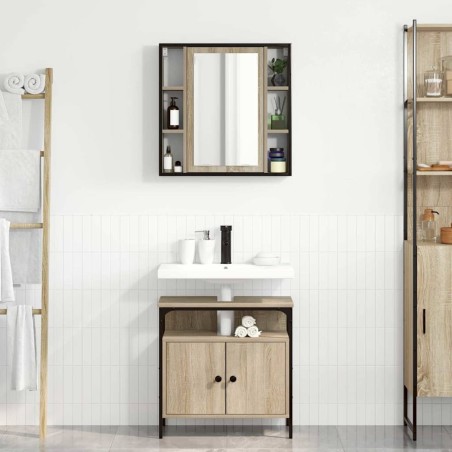 vidaXL Set Armadietti Bagno 2 Pezzi Rovere Legno Ingegnerizzato