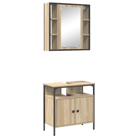 vidaXL Set Armadietti Bagno 2 Pezzi Rovere Legno Ingegnerizzato