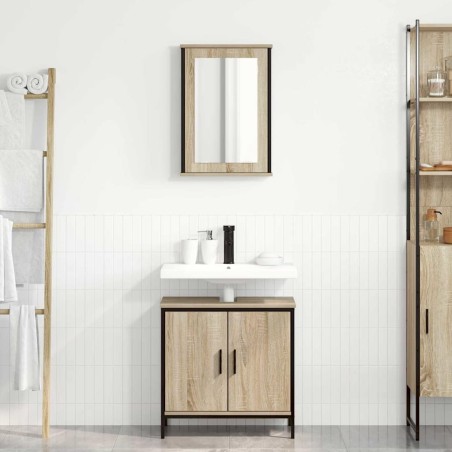 vidaXL Set di mobili per bagno 2 pezzi in quercia ingegnerizzata