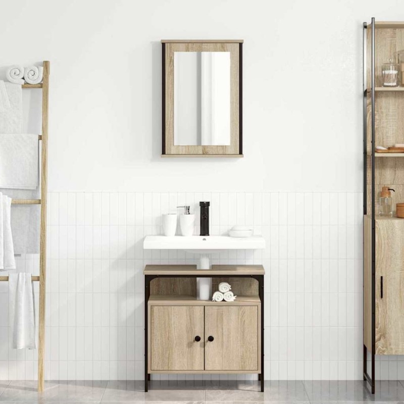 vidaXL Set di Armadietti per Bagno a 2 Pezzi Rovere Ingegnerizzato vidaXL Set di Armadietti per Bagno a 2 Pezzi Rovere Ingegnerizzato