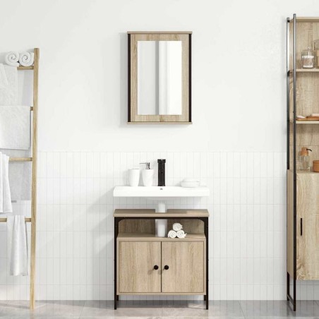 vidaXL Set di Armadietti per Bagno a 2 Pezzi Rovere Ingegnerizzato