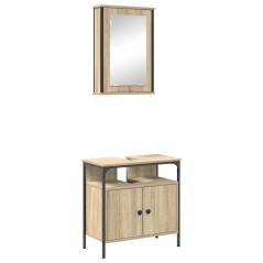 vidaXL Set di Armadietti per Bagno a 2 Pezzi Rovere Ingegnerizzato