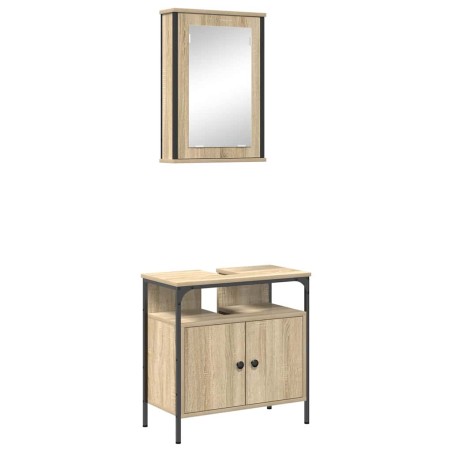 vidaXL Set di Armadietti per Bagno a 2 Pezzi Rovere Ingegnerizzato