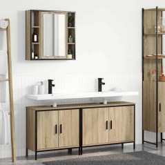vidaXL Set di Mobili da Bagno a 3 Pezzi in Rovere Sonoma Legno Ingegnerizzato