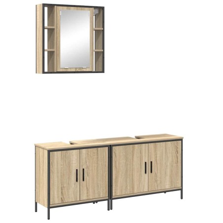 vidaXL Set di Mobili da Bagno a 3 Pezzi in Rovere Sonoma Legno Ingegnerizzato