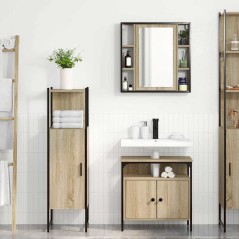 vidaXL Set di Mobili da Bagno in 3 Pezzi in Rovere Chiaro in Legno Ingegnerizzato