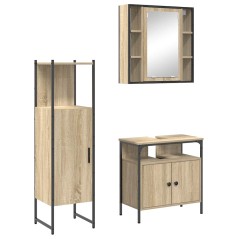 vidaXL Set di Mobili da Bagno in 3 Pezzi in Rovere Chiaro in Legno Ingegnerizzato