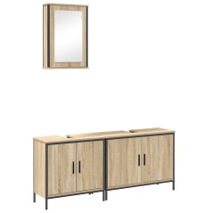 vidaXL Set di Mobili per Bagno in 3 Pezzi Rovere in Legno Ingegnerizzato