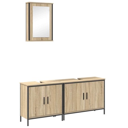vidaXL Set di Mobili per Bagno in 3 Pezzi Rovere in Legno Ingegnerizzato