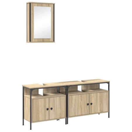 Set di Armadi da Bagno vidaXL in 3 Pezzi in Legno Ingegnerizzato in Rovere Sonoma
