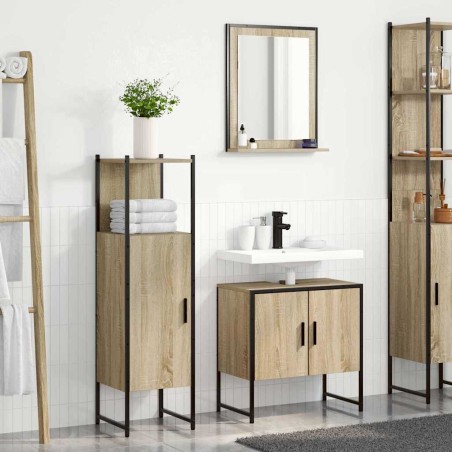 Set di Mobili per Bagno 3 Pezzi in Legno Ingegnerizzato Sonoma Oak