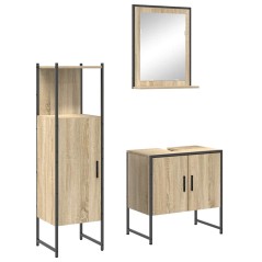 Set di Mobili per Bagno 3 Pezzi in Legno Ingegnerizzato Sonoma Oak