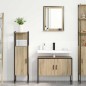 Set di Mobili da Bagno vidaXL in 3 Pezzi Rovere Chiaro Legno Ingegnerizzato