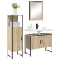 Set di Mobili da Bagno vidaXL in 3 Pezzi Rovere Chiaro Legno Ingegnerizzato