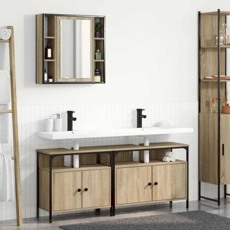 vidaXL Set di Armadi da Bagno 3 pcs rovere sonoma 80 x 30 x 60 cm