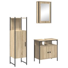 vidaXL Set di Mobili da Bagno da 3 pezzi in Rovere Sonoma Legno Ingegnerizzato