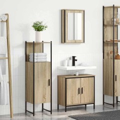 vidaXL Set Mobili Bagno 3 Pezzi Rovere Legno Ingegnerizzato