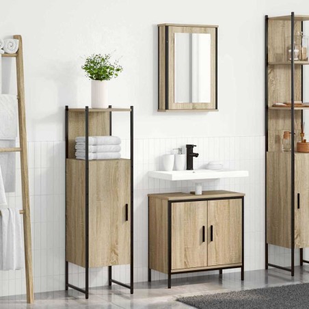 vidaXL Set Mobili Bagno 3 Pezzi Rovere Legno Ingegnerizzato