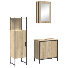 vidaXL Set Mobili Bagno 3 Pezzi Rovere Legno Ingegnerizzato