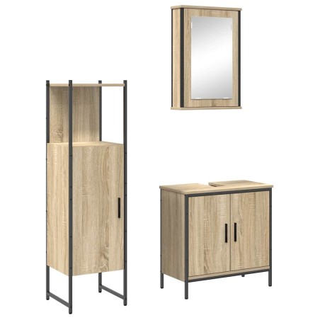 vidaXL Set Mobili Bagno 3 Pezzi Rovere Legno Ingegnerizzato