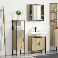 vidaXL Set di mobili da bagno 3 pezzi Rovere Sonoma in legno ingegnerizzato