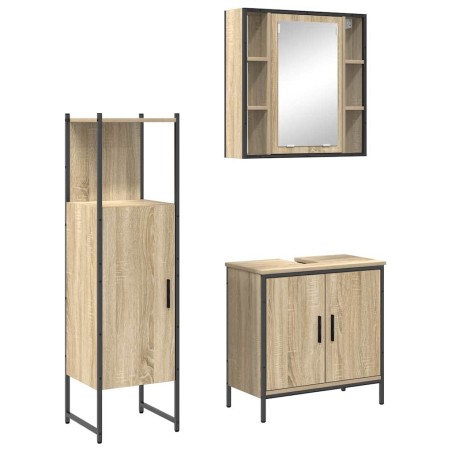 vidaXL Set di mobili da bagno 3 pezzi Rovere Sonoma in legno ingegnerizzato