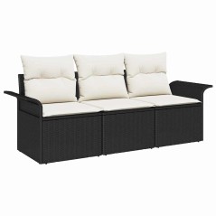 vidaXL Set di divani da giardino 3 pezzi - Rattan sintetico nero con cuscini