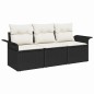 vidaXL Set di divani da giardino 3 pezzi - Rattan sintetico nero con cuscini