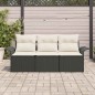 vidaXL Set di divani da giardino 3 pezzi - Rattan sintetico nero con cuscini