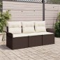 vidaXL Set da giardino di divani 3 pezzi con cuscini - in rattan sintetico marrone vidaXL Set da giardino di divani 3 pezzi con cuscini - in rattan sintetico marrone