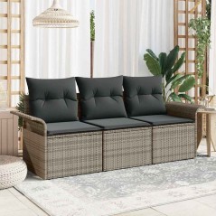 vidaXL Set Giardino 3 Pezzi con Cuscini in Polyrattan Grigio