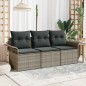 vidaXL Set Giardino 3 Pezzi con Cuscini in Polyrattan Grigio