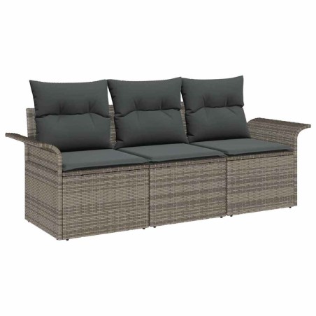 vidaXL Set Giardino 3 Pezzi con Cuscini in Polyrattan Grigio