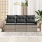 vidaXL Set Giardino 3 Pezzi con Cuscini in Polyrattan Grigio