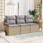 vidaXL Set di divano da giardino 3 pezzi con cuscini in Poly Rattan Beige vidaXL Set di divano da giardino 3 pezzi con cuscini in Poly Rattan Beige