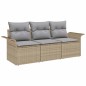 vidaXL Set di divano da giardino 3 pezzi con cuscini in Poly Rattan Beige vidaXL Set di divano da giardino 3 pezzi con cuscini in Poly Rattan Beige