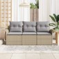 vidaXL Set di divano da giardino 3 pezzi con cuscini in Poly Rattan Beige vidaXL Set di divano da giardino 3 pezzi con cuscini in Poly Rattan Beige